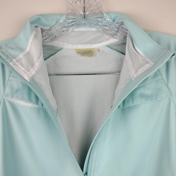 ATHLETA Zip Up Mock Neck Lightweight Jacket w/ Reflective Designs Sz. S/M - Picture 3 of 12